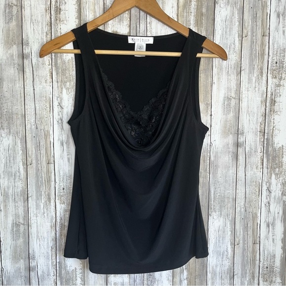 White House Black Market Tops - White House Black Market black cowl neck sleeveless top with a lace underlay